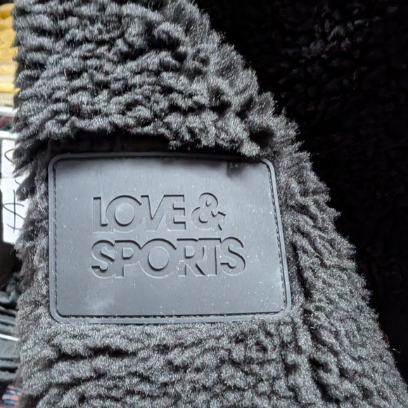 Black Teddy Jacket with Plush Fleece and Stand-Up Collar - Picture 6 of 10